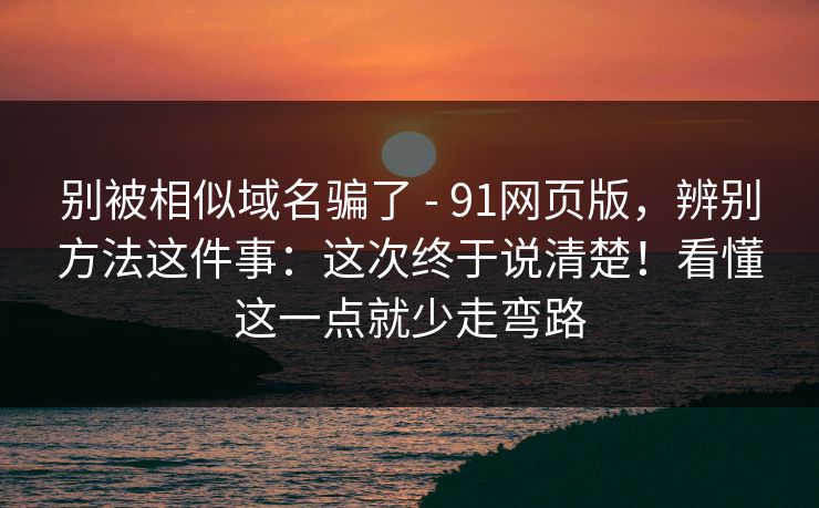 别被相似域名骗了 - 91网页版，辨别方法这件事：这次终于说清楚！看懂这一点就少走弯路