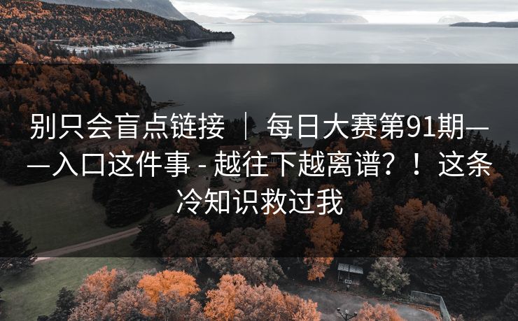 别只会盲点链接 ｜ 每日大赛第91期——入口这件事 - 越往下越离谱？！这条冷知识救过我
