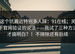 这个坑最近特别多人踩：91在线；关于官网验证的说法——我试了三种方法才搞明白？！不排除还有后续