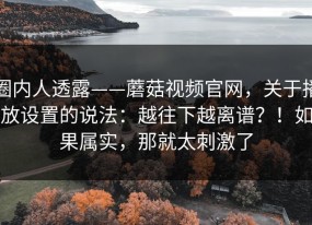 圈内人透露——蘑菇视频官网，关于播放设置的说法：越往下越离谱？！如果属实，那就太刺激了
